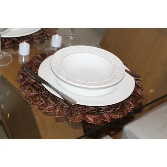 Kit jogo americano de mesa jantar Sousplat - 4pçs/6pçs/12pçs - formato redondo de folhas