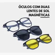 Óculos com duas Lentes de Sol Magnéticas Modelos Quadrado - AQ4306F