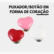 Puxador Alça Maçaneta Botão Decorativo com formato de Coração