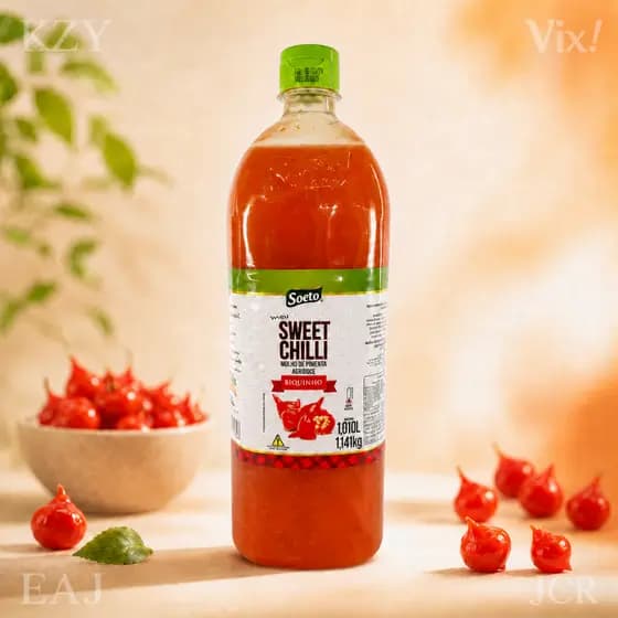 Molho de Pimenta Soeto Agridoce Biquinho Sweet Chilli Grande 1 litro Kilo Churrasco Picante Pastel