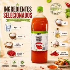 Molho de Pimenta Soeto Agridoce Biquinho Sweet Chilli Grande 1 litro Kilo Churrasco Picante Pastel