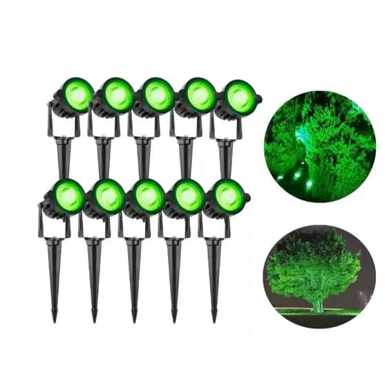 Kit 6/12 Luminária 5w/7w Espeto Jardim Lâmpada Led Luz Verde/quente