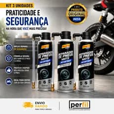 KIT 3 REPARADOR DE PNEUS MOTO AE 200ML MUNDIAL reparo de pneu remendo de pneu de moto sem camara