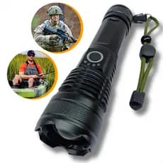 Lanterna Super Potente T9 P50 Tática Mais Forte Do Mundo Sitio Fazenda Acampamento Camping Segurança Recarregável USB