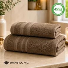 Kit Toalhas De Banho Rosto 100% Algodão Premium Grossa Areia