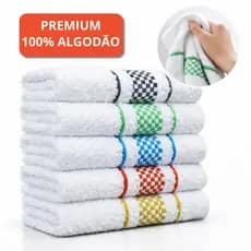 Kit 5 Pano De Prato Atoalhado 45x65cm Toalha Premium Grosso 100% Algodão