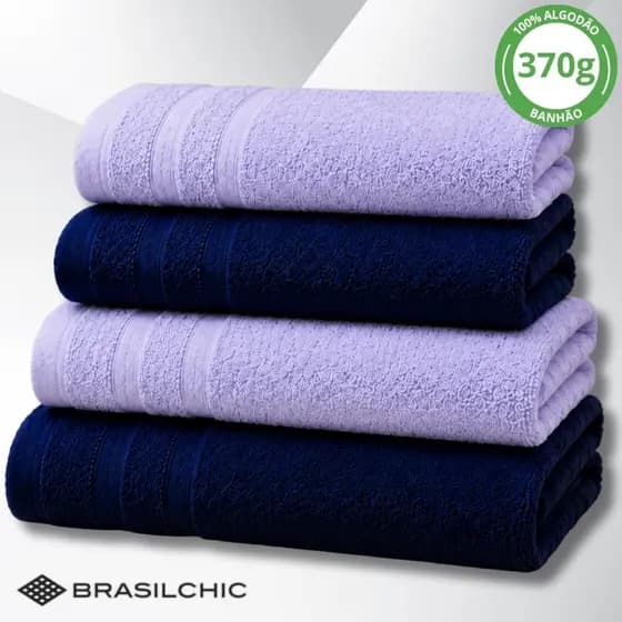 Jogo De Toalhas De Banho Brasilchic Extra Soft Premium 100% Algodão Grossa Macia Kit 4 Peças Rosto Banhão Grande