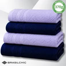 Jogo De Toalhas De Banho Brasilchic Extra Soft Premium 100% Algodão Grossa Macia Kit 4 Peças Rosto Banhão Grande