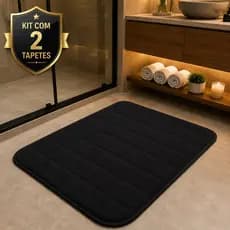 Kit 2 Tapete para Banheiro Felpudo de Secagem Rápida e Super Absorvente Ideal para Chuveiro Cozinha e Varanda