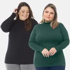 Kit de 2 Blusa Feminina Plus Size Gola Alta Cacharrel Feminina Plus Size 1130-K2-C3