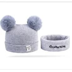 Kit Touca + Cachecol Gorro Bebê Infantil Frio Menina Menino