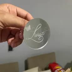 Aplique TAG DESENHADA 5cm Acrílico Espelhado - Kit com 10 unidades