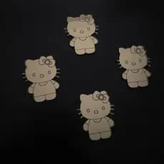 Aplique Hello Kitty 4cm Acrílico Espelhado DOURADO - Kit com 10 unidades