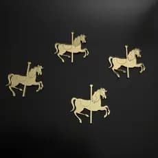 Aplique Carrossel PERSONALIZADO 4cm Acrílico Espelhado Dourado  - Kit com 10 unidades