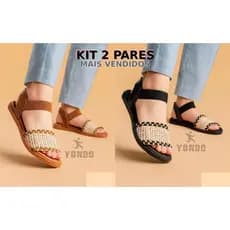 Kit 2 Pares Sandália Femenina Ortopédica Casual Com Elástico Calce Fácil