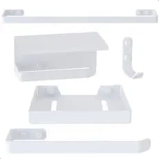 Kit Acessórios Para Banheiro Branco 5 Peças MAX