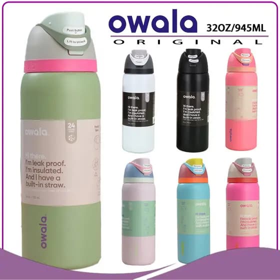 Garrafa De Água Isolada De Aço Inoxidável Owala Copo De Água Para Esportes Ao Ar Livre E Fitness De 32 Onças