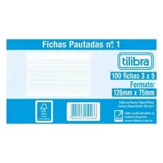 Ficha Pautada Nº 1 - 3x5 com 100 Folhas – 126 x 75 mm Tilibra