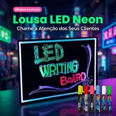 Lousa Painel Quadro Letreiro Luminoso Led 60x40cm + Canetas