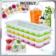 KIT Forma de Gelo Base Silicone 14 cavidades com tampa