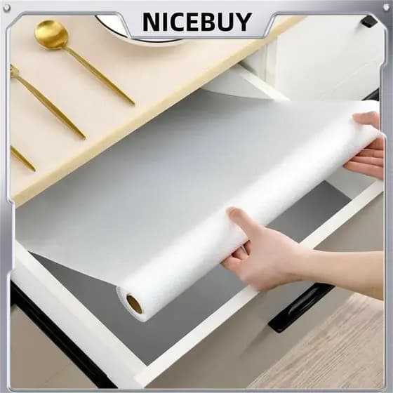 Forro Antiderrapante para Gaveta e Geladeira Kit 3 Rolos Transparente 45x100cm Protege Armários e Guarda Roupas