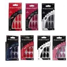 Unha Postiça Formato Longo ou Curto Stiletto Macrilan com 24 Unhas