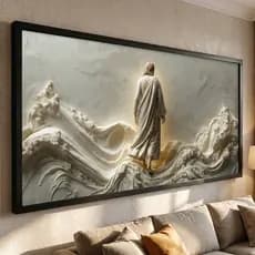 Quadro Decorativo Jesus Caminho Luz 1 Peça em Moldura Preta, Religioso, 4K, Sala, Hall, Cabiceira, Quarto, Escritório