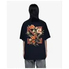 De Branco Casal Nova Manga Curta 100 % Algodão Premium Moda Arte Flor Dupla Seta Padrão Decorativo Impresso Camiseta Mas