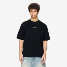 OF WHITE Solto Manga Curta Camiseta casual Vitalidade Logotipo Decoração Impressão Em Torno Do Pescoço Meia