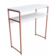 Mesa Aparador Industrial Metalon 15x15mm MDF Branco Decoração Sala Quarto Escritório