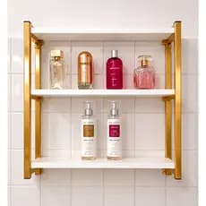 Nicho Porta Perfume Suspenso Luxo MDF Branco Estrutura Metalon Premium