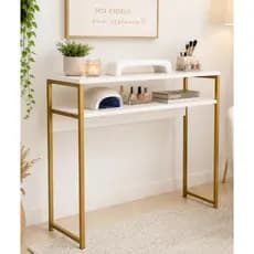 Mesa Aparador Multiuso Premium para Salões Escritórios Home Office Modelo Industrial - cor DOURADA