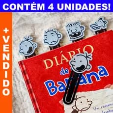 Kit 4 Marcador de Páginas Diário de Um Banana Marca Texto Cadernos Revistas Jeff Kinney Greg Heffley