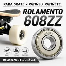 8 Rolamentos 608ZZ Para Skate Patins Patinete Longboard Universal 8,05x22x7 Blindado Fácil Instalação