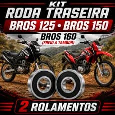 Kit 2 Rolamentos Roda Traseira Para Bros 125 150 160 (Bros 160 de Freio Tambor)