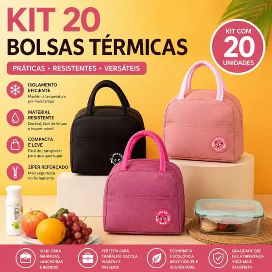 Kit 20 Bolsa Térmica Portátil Com Isolamento Térmico De Desenho ming