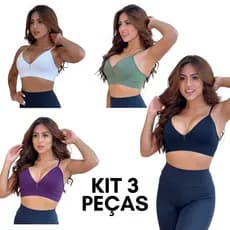 Kit 3 Top Fitness Academia Alcinha Fina Feminina Sem Bojo Conforto Poliamida