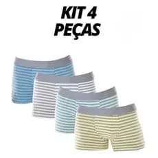 Kit 4 Cuecas Boxer Listras Algodão Conforto Masculino Adulto