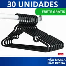 Cabide Adulto Preto Kit Cabides Reforçado Organizar Roupas Reforço