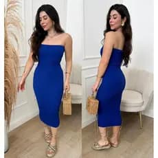 Vestido Canelado Midi Tomara Que Caia Tricô Feminino Tricot Modal Anarruga Longuete