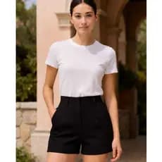 Short Alfaiataria Feminino Cintura Alta Elegante Moda Verao Casual Com  Ziper Frontal Liquidação2026**
