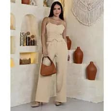 Conjunto Feminino Alfaiataria  Elegante colete com Botões + Calça Pantalona megaliquida2026**&