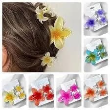 Kit Presilhas de Cabelo Flor Translúcida com Brilho | Grampos Femininos | Acessório de Cabelo | 3 Cores
