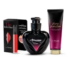 Kit Perfume Attracione+Hidratante Shine Seduction+LipIntense