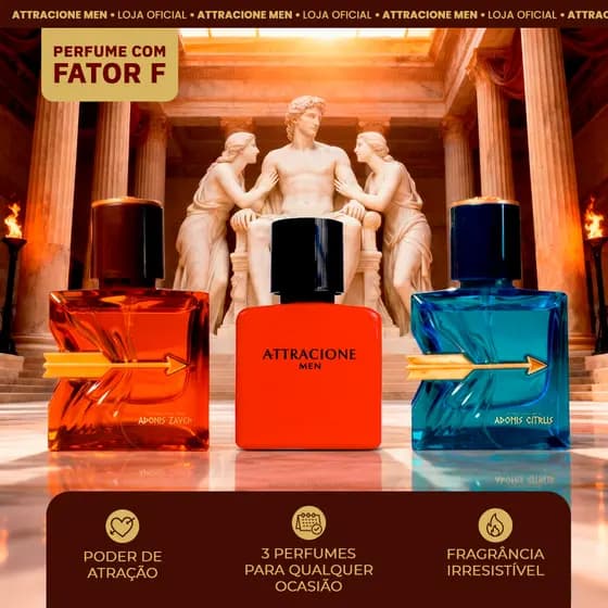 Attracione Men Kit Perfume Attracione Men, Adonis Citrus e Adonis Zayed- LANÇAMENTO