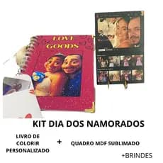 Kit Personalizado: Livro de Colorir (23 Páginas) + Quadro MDF 10x15 Sublimado - Casal e Diversos Temas - Envie Suas Foto