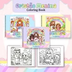 Livro colorir cristão menina/seu filho livre das telas.