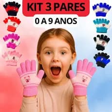Kit 3 Luvas Infantil Menina Menino Confortável Inverno Frio