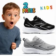 Kit 2 Pares De Tênis Infantil Confortável Casual Menino Menina