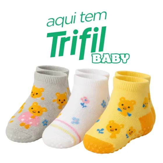Kit 3 Pares de Meias Algodão Bebê Trifil Baby